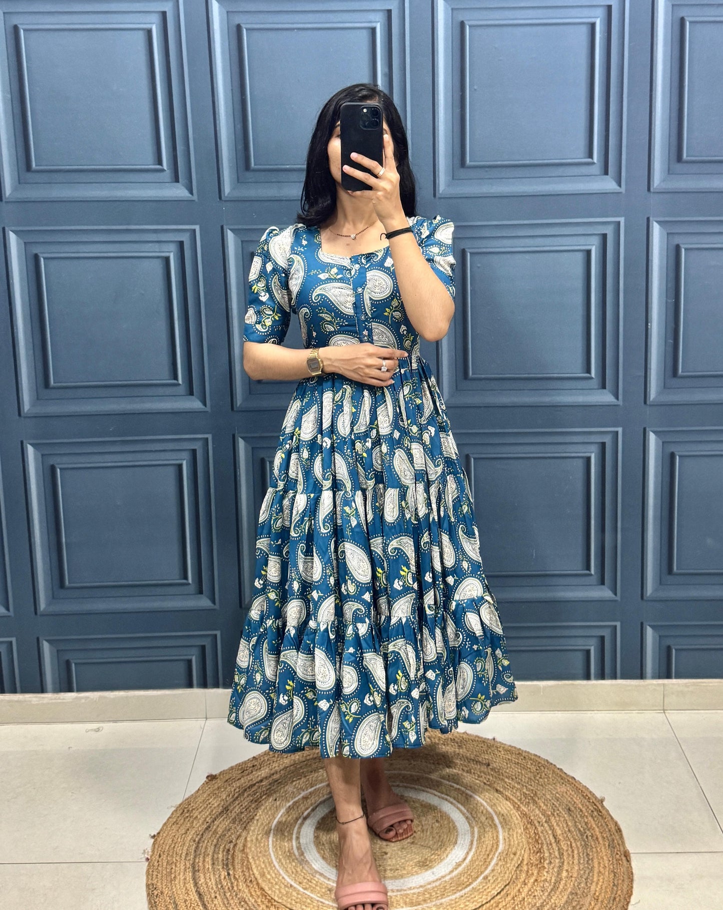 Premium Muslin Cotton Paisley Printed Dress