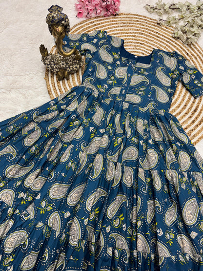 Premium Muslin Cotton Paisley Printed Dress