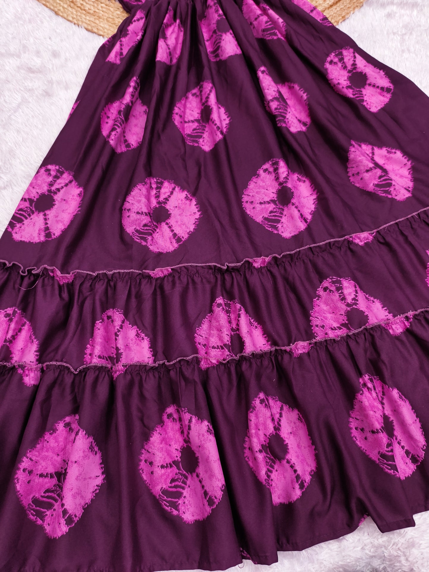 Graceful Purple Printed Cotton Dress