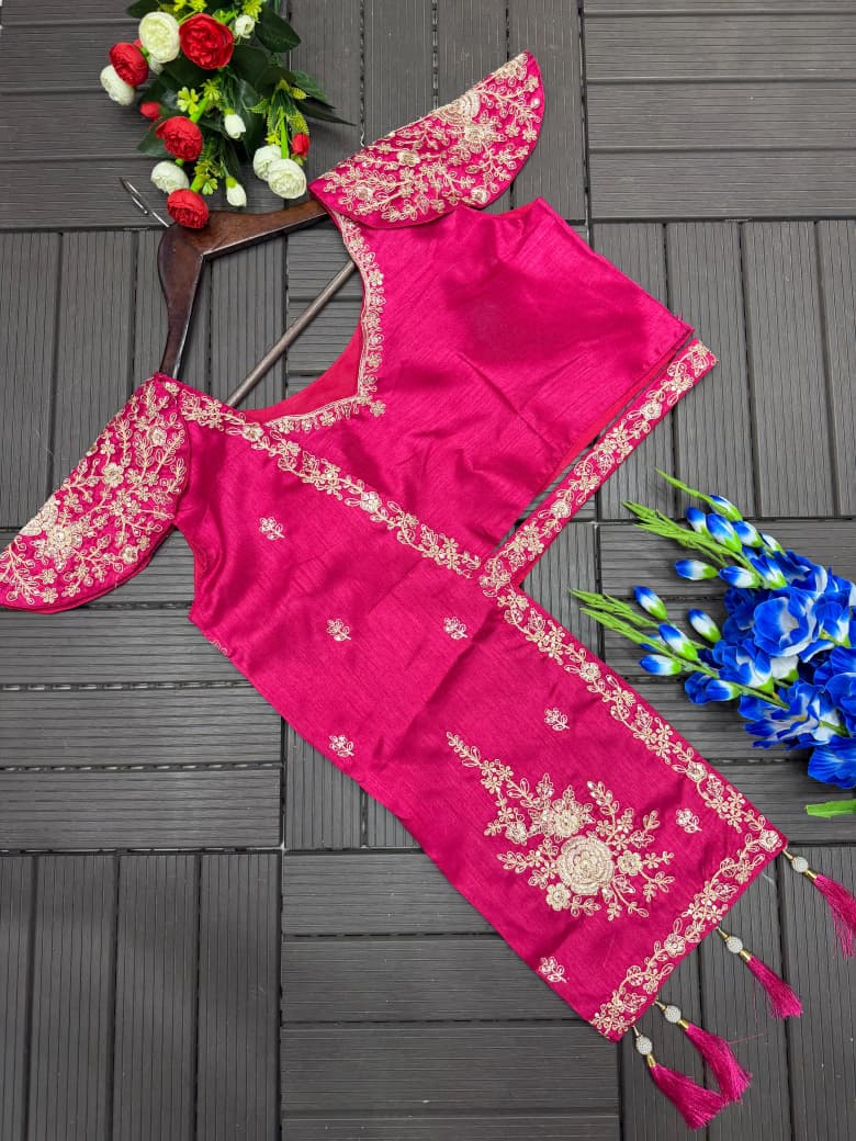 Partywear Chinon Pink Lehenga Choli With Jacket