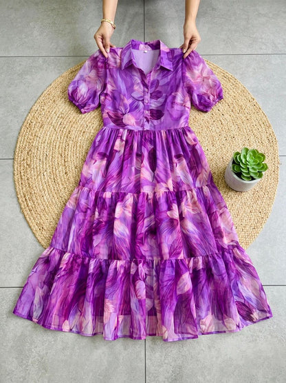 Summer Special Foil Print Chiffon Dress