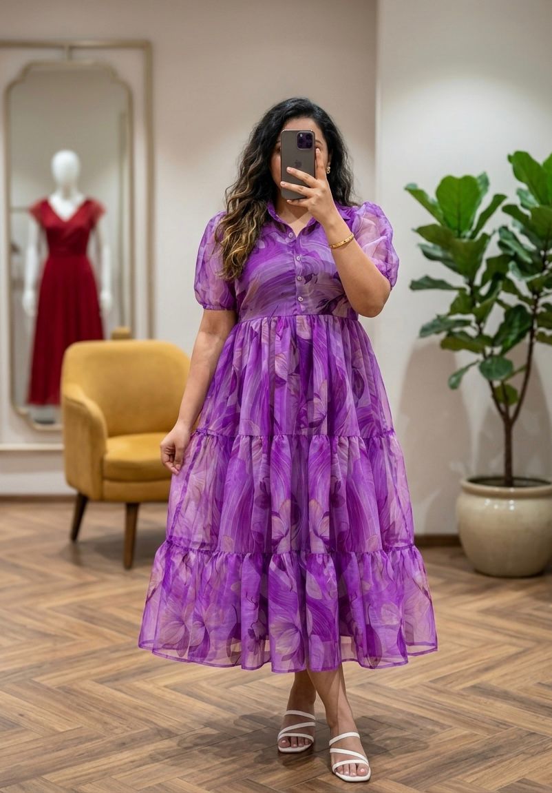 Summer Special Foil Print Chiffon Dress