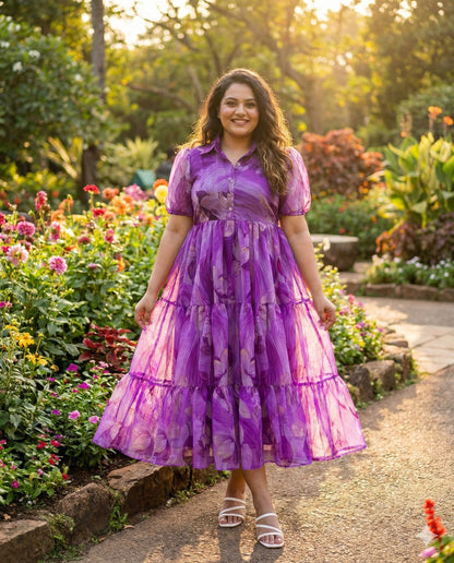 Summer Special Foil Print Chiffon Dress