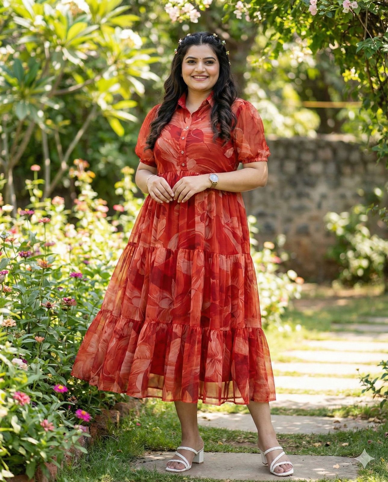Summer Special Foil Print Chiffon Dress