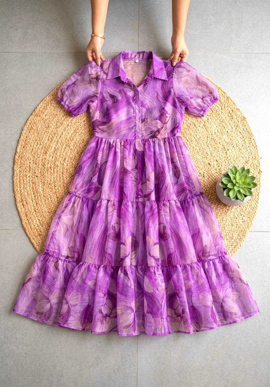 Summer Special Foil Print Chiffon Dress