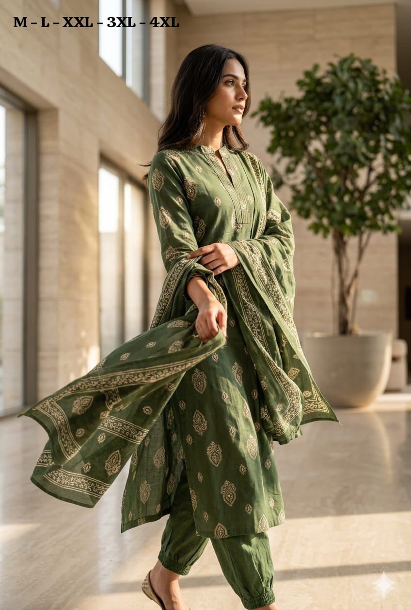 Elegant 3-piece Cotton Kurta Set
