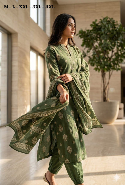 Elegant 3-piece Cotton Kurta Set