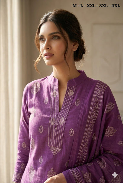 Elegant 3-piece Cotton Kurta Set