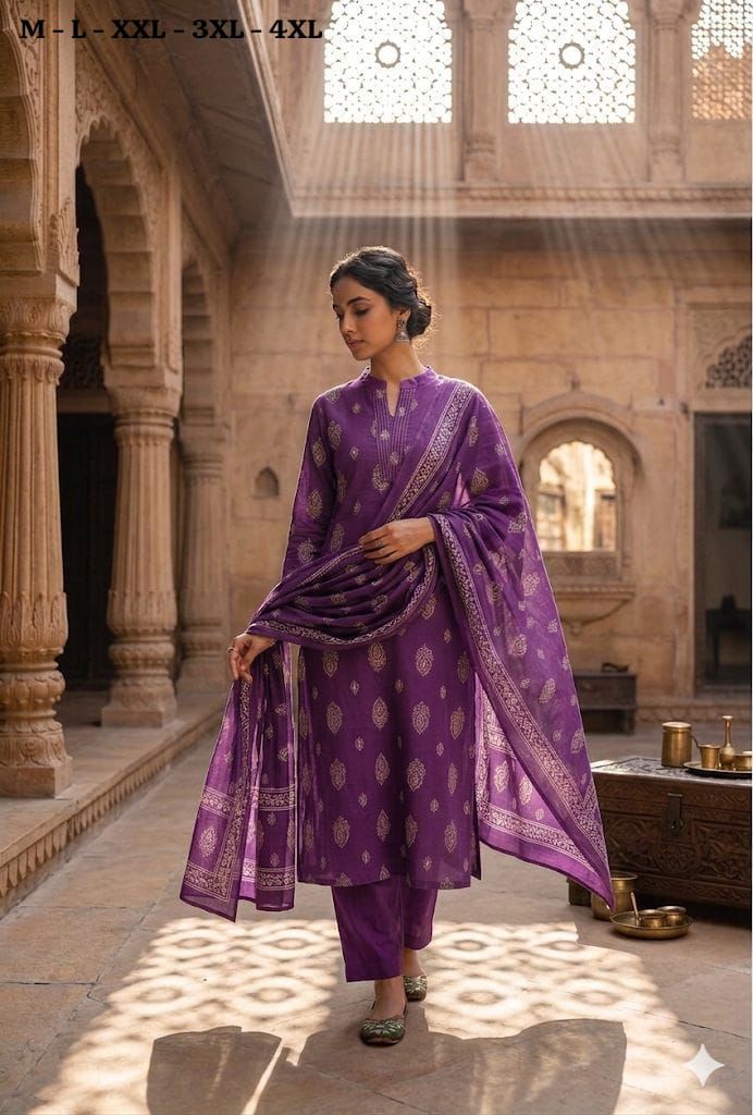 Elegant 3-piece Cotton Kurta Set