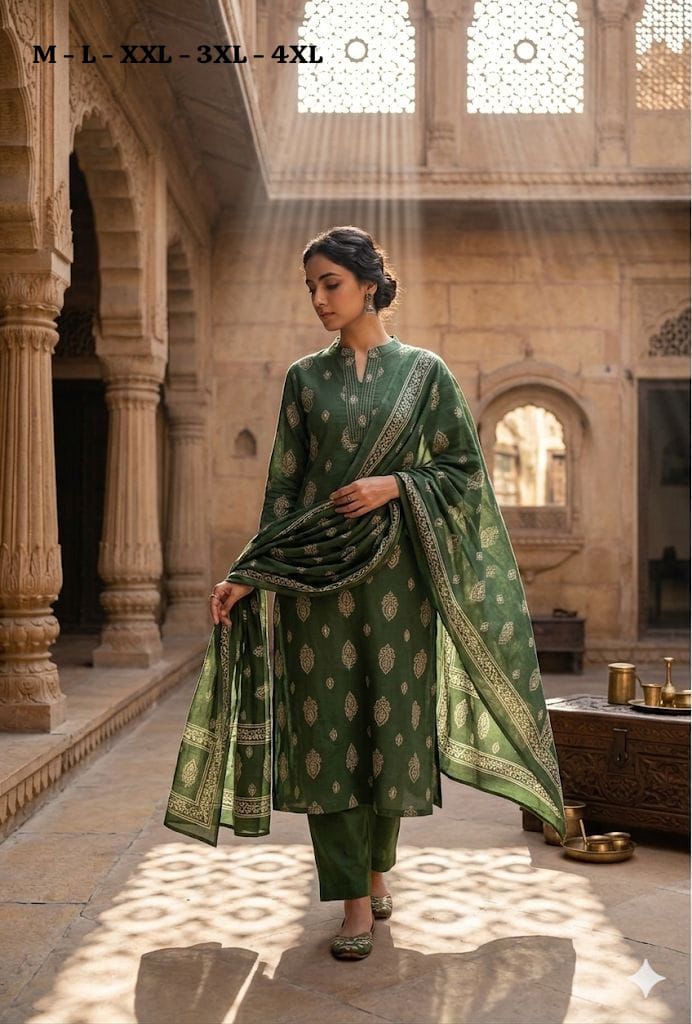 Elegant 3-piece Cotton Kurta Set