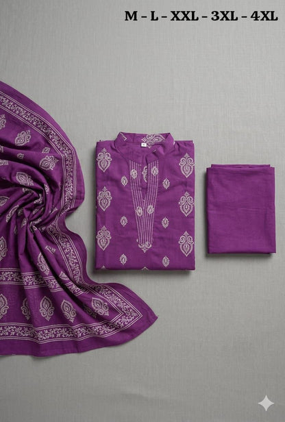 Elegant 3-piece Cotton Kurta Set