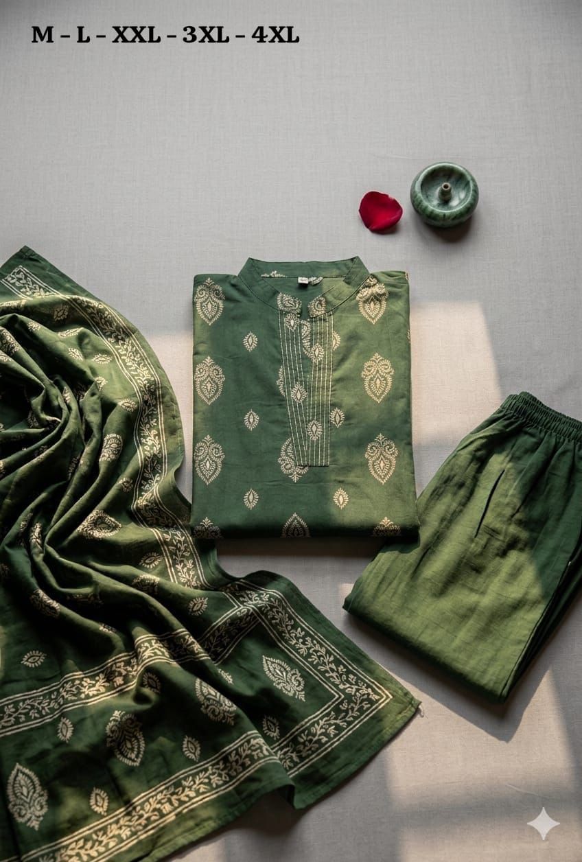 Elegant 3-piece Cotton Kurta Set