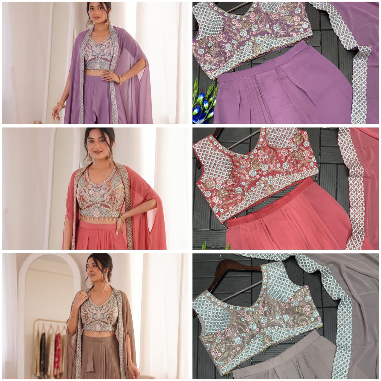 Designer Party Wear Shrug With Sharara Set