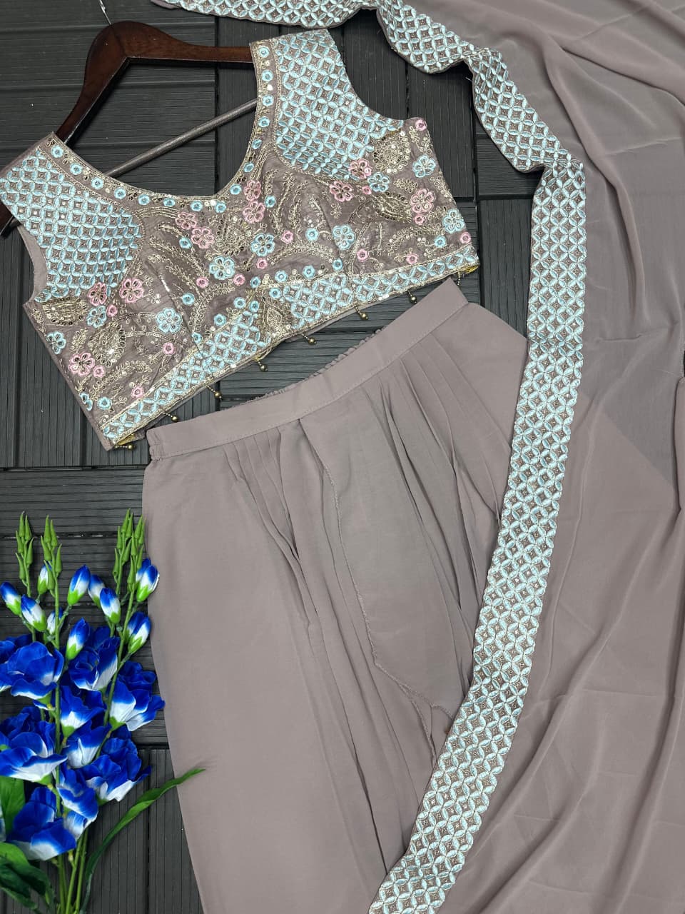 Designer Party Wear Shrug With Sharara Set