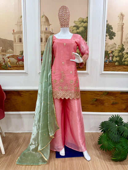 Stunning Designer Kurti, Plazo, Dupatta Set