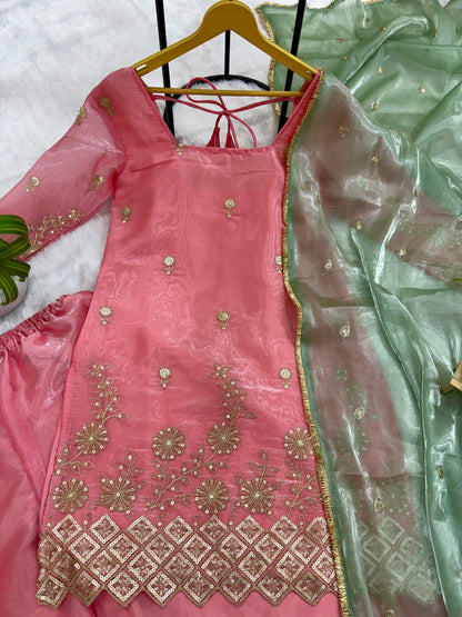 Stunning Designer Kurti, Plazo, Dupatta Set