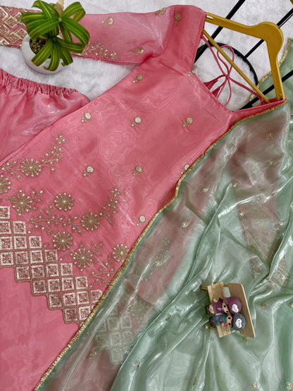Stunning Designer Kurti, Plazo, Dupatta Set