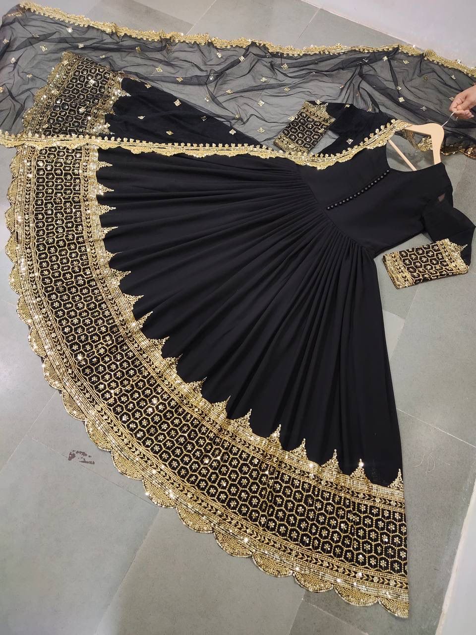 Sparkling Embroidered Anarkali Gown And Dupatta Set