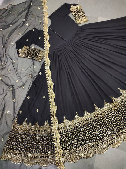 Sparkling Embroidered Anarkali Gown And Dupatta Set