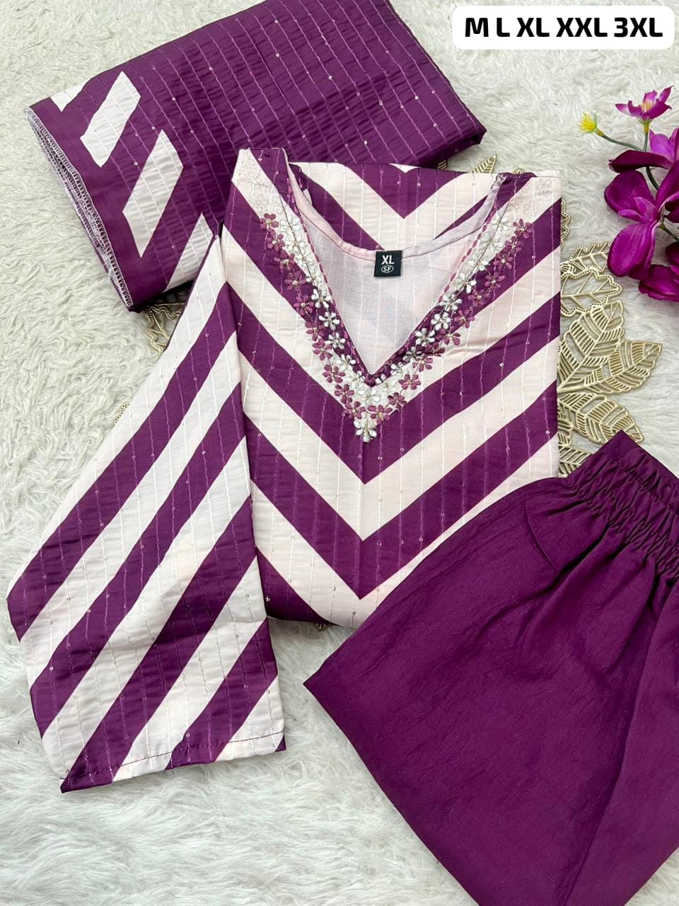 Morgan Silk Sequence Digital Print Suit Set