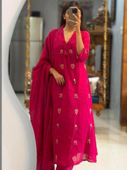 Stylish Jaipuri Embroidered Cotton Kurta Set