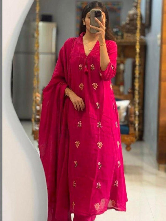 Stylish Jaipuri Embroidered Cotton Kurta Set