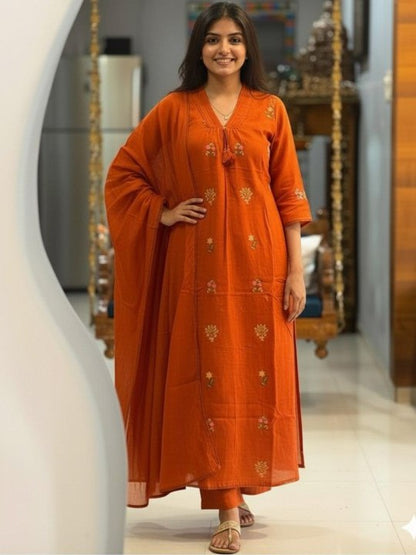 Stylish Jaipuri Embroidered Cotton Kurta Set