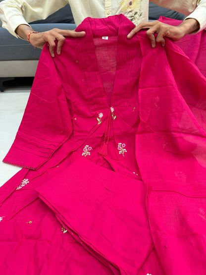 Stylish Jaipuri Embroidered Cotton Kurta Set