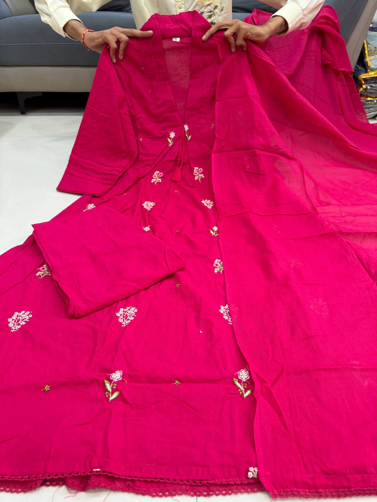 Stylish Jaipuri Embroidered Cotton Kurta Set