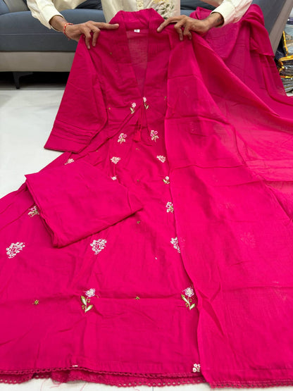 Stylish Jaipuri Embroidered Cotton Kurta Set