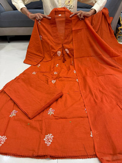 Stylish Jaipuri Embroidered Cotton Kurta Set