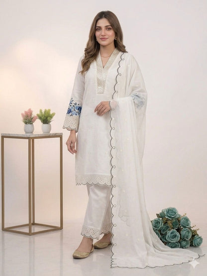 Elegant Embroidered Mal Chanderi Kurta Set