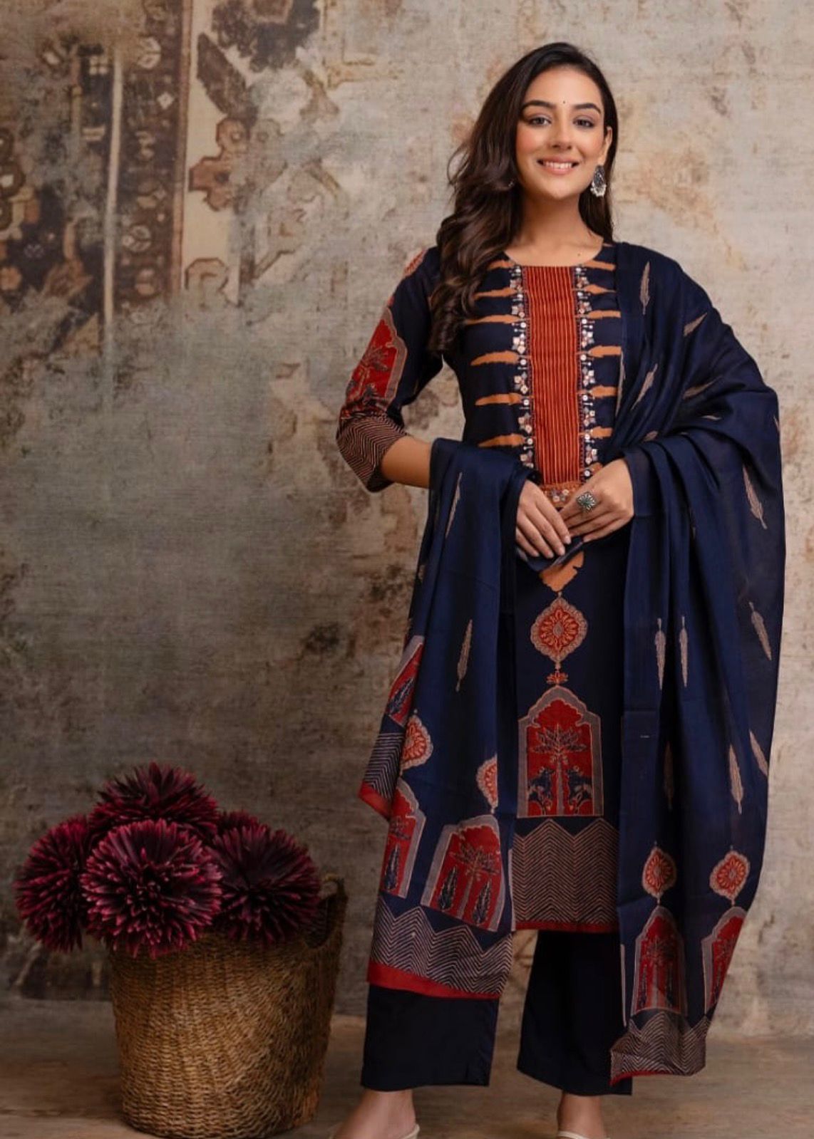 Elegant Printed Cotton Kurta 3-Piece Set