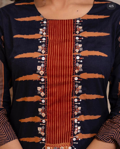 Elegant Printed Cotton Kurta 3-Piece Set
