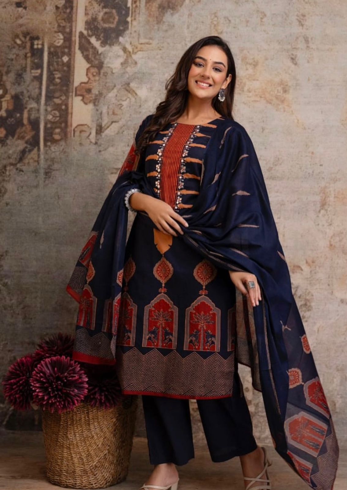 Elegant Printed Cotton Kurta 3-Piece Set