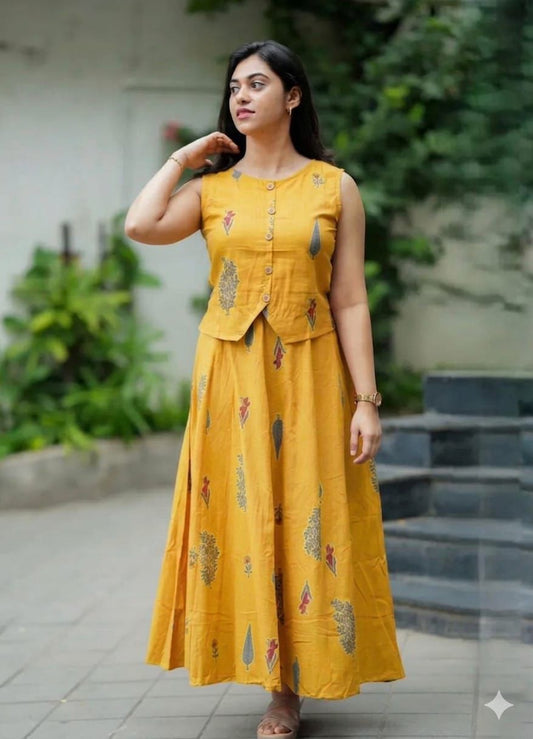 Sunshine Printed Cotton Skirt Top Set