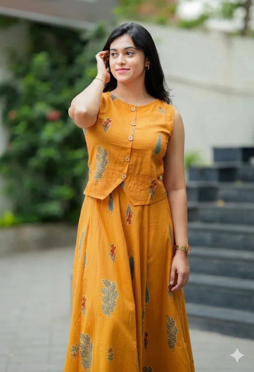 Sunshine Printed Cotton Skirt Top Set
