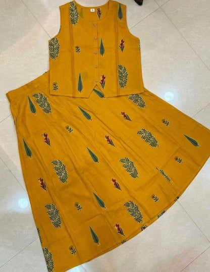 Sunshine Printed Cotton Skirt Top Set