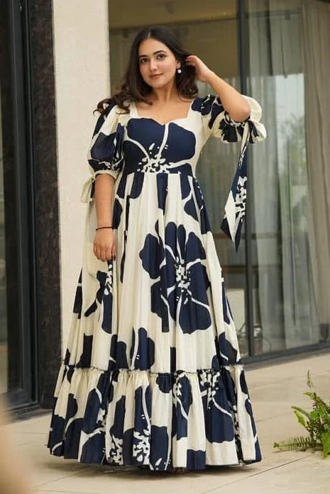 Floral Printed Crape Maxi Dress