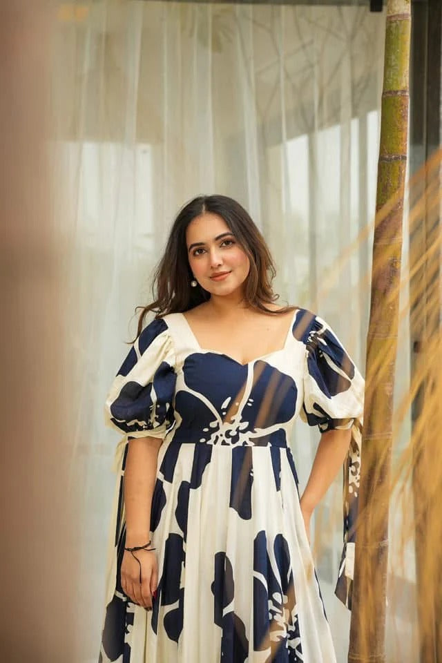 Floral Printed Crape Maxi Dress