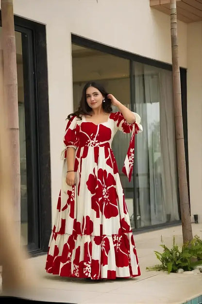 Floral Printed Crape Maxi Dress