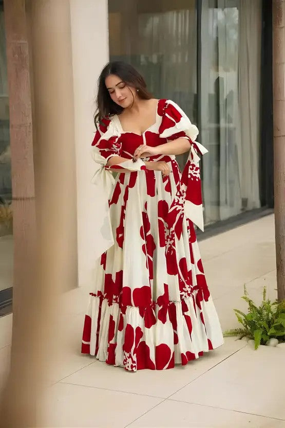 Floral Printed Crape Maxi Dress