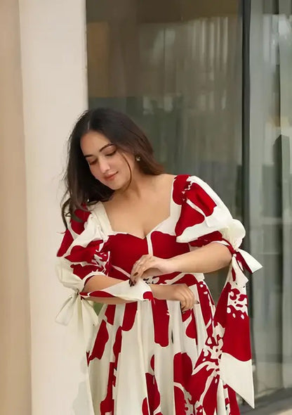 Floral Printed Crape Maxi Dress