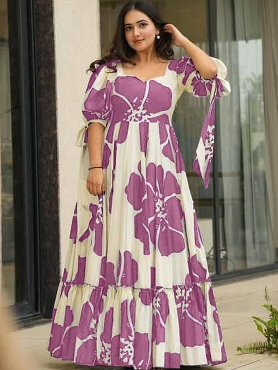 Floral Printed Crape Maxi Dress