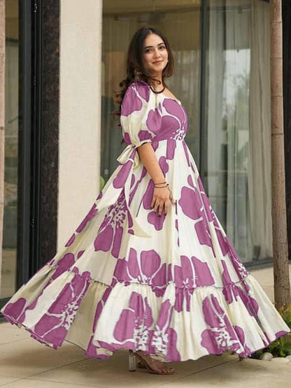 Floral Printed Crape Maxi Dress