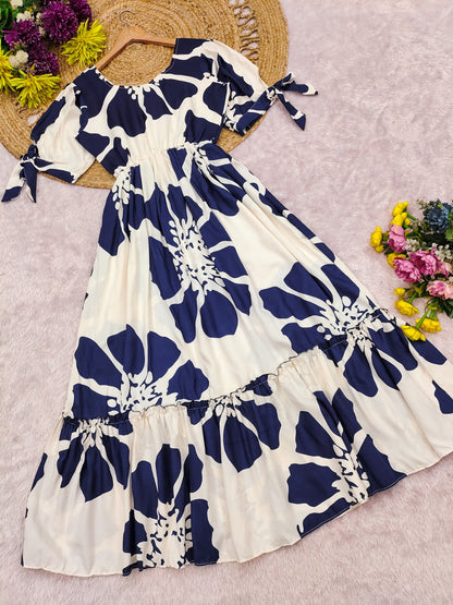 Floral Printed Crape Maxi Dress