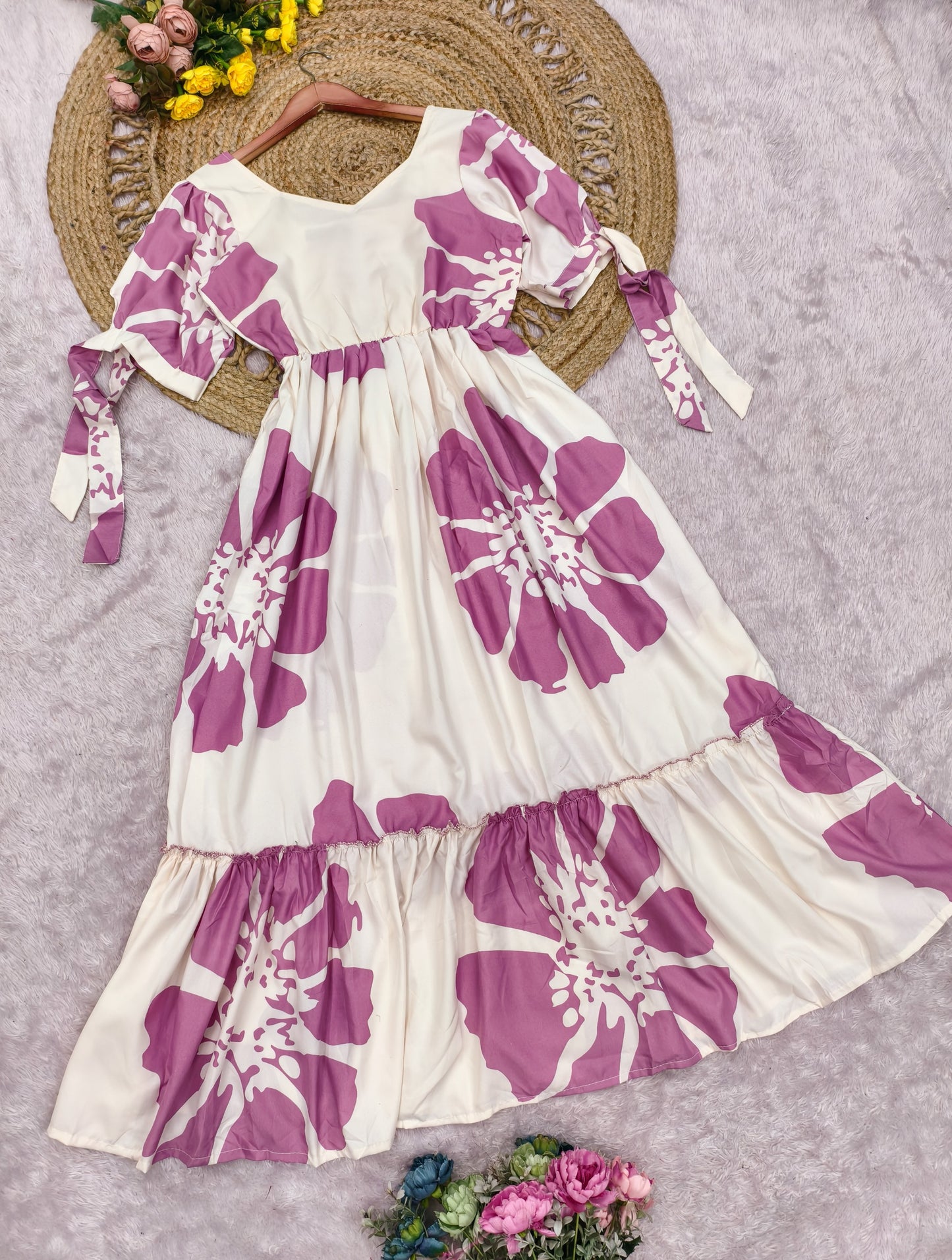 Floral Printed Crape Maxi Dress