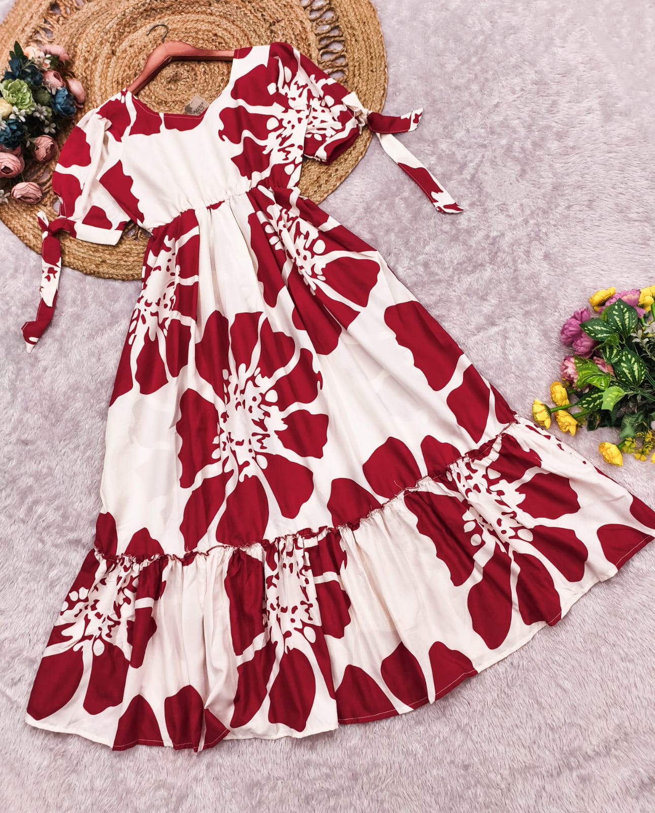 Floral Printed Crape Maxi Dress
