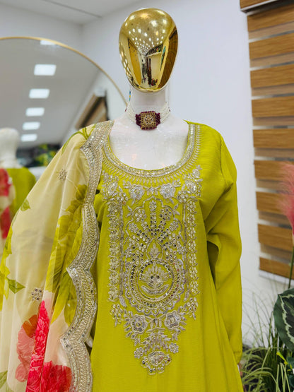 Stunning Designer Chinon Kurti Plazzo Set