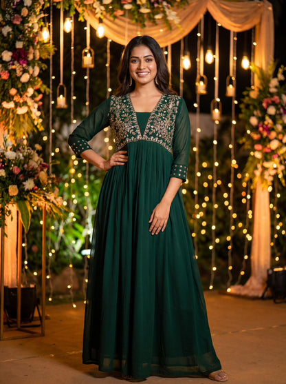 Elegant Embroidered Gown With Hand Work Detailing